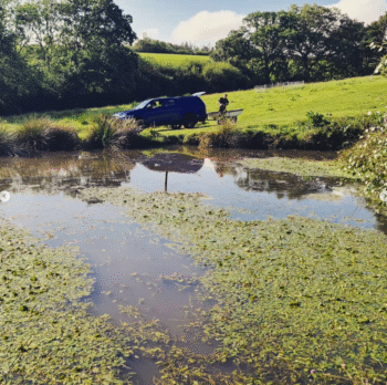 Large natural pond maintenance Devon countryside
