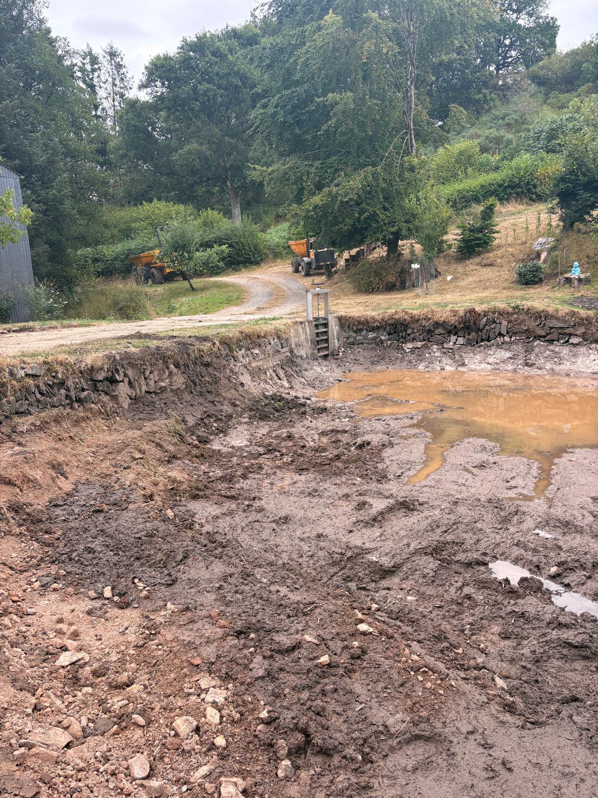 Historic North Devon pond after complete silt removal and repair work
